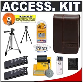 Casio Exilim EX-CASE-80 Leather Case (Brown) + (2) Spare NP-50 Battery Packs + Accessory... by Casio