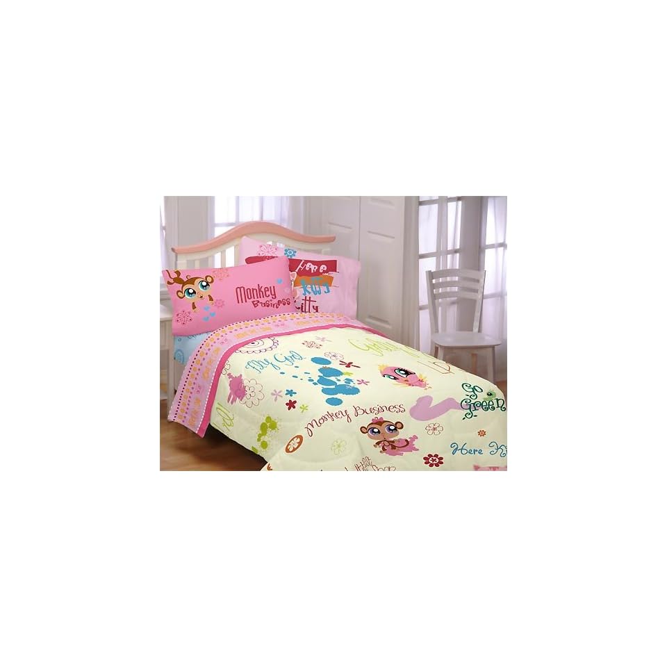 Littlest Pet Shop Bedding Set Comforter And Sheets 4 Pc Twin Bed