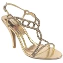 Womens Light Gold Diamante Spiral Party Sandals
