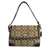 Coach Hamptons Khaki Signature Brown Flap Shoulder Handbag 13972
