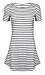 FUNOC® Women Summer Beach Dress Party Short Sleeve Stripe Blouse Mini Sundress, Small, BLK/WHT