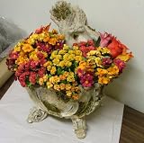 Kissing Doves Mossy Finished Planter Centerpiece (Antique Cream)