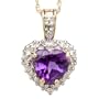 10k Yellow Gold Heart Shaped Amethyst and Diamond Pendant