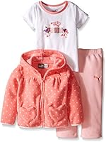 PUMA Baby-Girls 3 Piece Hooded Polka Dot Jacket Tee and Solid Pant
