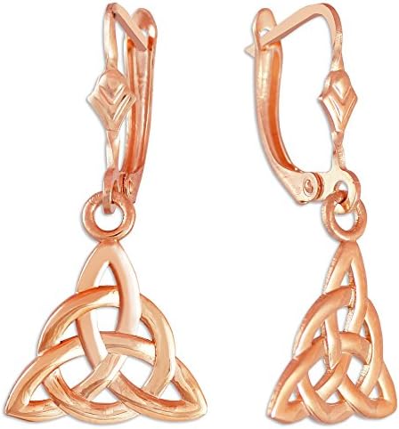 14k Rose Gold Celtic Trinity Dangle Earrings