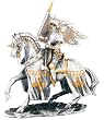 King John Carrying a Flag on Horse Figurine - Pewter - 4'' Height