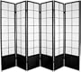 Big Larger Largest Extra Wide Wider Folding Partition - 6ft. Zen Folding Privacy Floor Screen Room Divider - 6 Panel Black