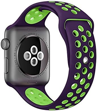 Apple Watch 38mm Nike Sport Band, iMiWell Soft Silicone Quick Release Replacement Strap for Apple iWatch Series 1 Series 2, Apple Watch Nike+ (38mm Small/Medium Purple+Green)