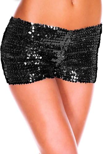 Pink Queen Womens Glittering Sparking Sequin Clubwear Mini Shorts Pants