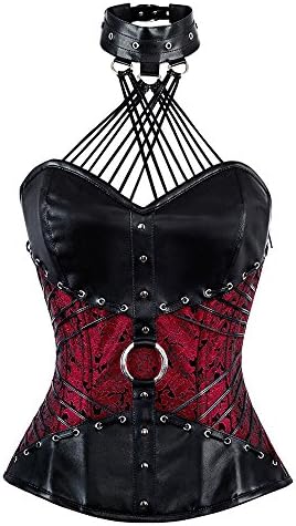 Authentic Spiral Boned Gothic Brocade Corset, Overbust Corset-22