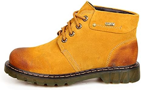 POPlus Men's Classic Leather Pull-On Soft Toe Combat Boots Military Shoes Yellow 10.5 D(M) US