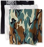 Levis Mens 3 Piece Bandana Set, Black/White/Camo, 20x20