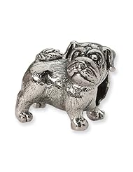 Sterling Silver Reflection Beads Collection Pug Bead Charm 4mm Hole (fits 3mm European Style Charm Bracelets)
