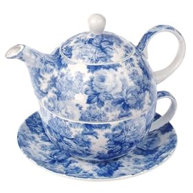 Chintz Bone China Tea for One Antique Blue
