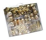 GKI Bethlehem Lighting Trim-A-Tree Pack 100-Piece Shatterproof Ornament Set, Gold