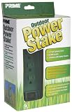 Prime PB001010 Outdoor Power Stake with Three Outlets Sliding Outlet Covers On/Off Switch and 15-Foot Cord, Green