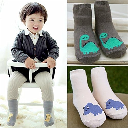 Pack of 3 Dinosaur Series Animal Non-Skid Slip Toddler Socks Cotton Unisex Baby Kids Socks-Dinosaur (M(2-4 years), style 1)