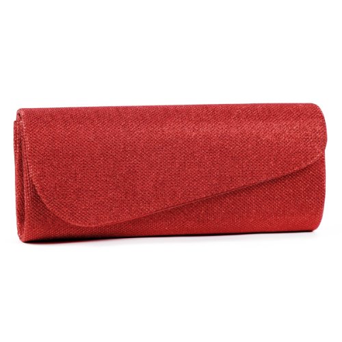 Damara Womens Oblique Flap Glitter Clutch Handbags