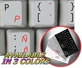SPANISH (LATIN AMERICAN)-ENGLISH NON-TRANSPARENT KEYBOARD STICKER ON IVORY BACKGROUND