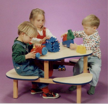 Wild Zoo Furniture PT WHT-TAN-WZ Play Table in White with Tan Trim