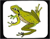 Decorated Mouse Pad with frog, green, sitting, amphibian, spots