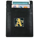 MLB Oakland Athletics Black Leather Money Clip and Business Card Holder