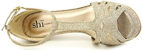 Famous Name Brand Fancy Women US 8 Bronze Open Toe Platform Heel