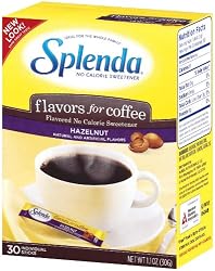 Splenda No Calorie Sweetener, Flavors for Coffee, Hazelnut, 30-Count Boxes (Pack of 6)