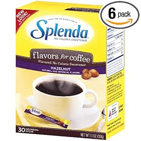 Splenda No Calorie Sweetener, Flavors for Coffee, Hazelnut, 30-Count Boxes (Pack of 6)