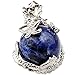 1 PCS Natural 15mm Crystal Gemstone Ball Pendant Wrapped Silver Alloy Dragon for Women Charm Jewelry Necklace (Sodalite)