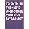 T. S. Eliot: Primary Sources