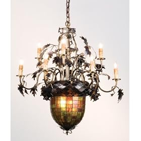 Rustic Lodge Acorn Nine Light Chandelier by Meyda Tiffany by Meyda