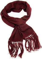Handmade Featherweight Collection Scarf - 75% Alpaca Natural Fiber - Sonoma Wine (Classic Fringes)