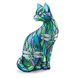 The Dragonfly Stained-Glass Cat Figurine