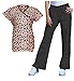 G Med Women's Mock Wrap/V Neck Printed Scrub Sets Utility