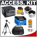 Deluxe Accessory Kit with Spare NP-FH100 Battery + 2x Telephoto Lens + 0.5x Wide Angle Lens + Case + Tripod + MiniDV 3-Pack for Sony Handycam Compact MiniDV Camcorders