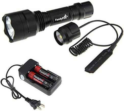 FandyFire C8 1-Mode 1200 Lumens Weapon Flashlight - Cree XM-L2 T6 LED Tactical Light 18650 Lamp for Outdoor Sports, Water Resistant Camping Torch(with Pressure Switch) by FandyFire