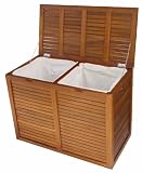 Solid Teak Double Laundry Hamper