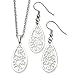 Stainless Steel Floral Teardrop Wire Earrings And title=