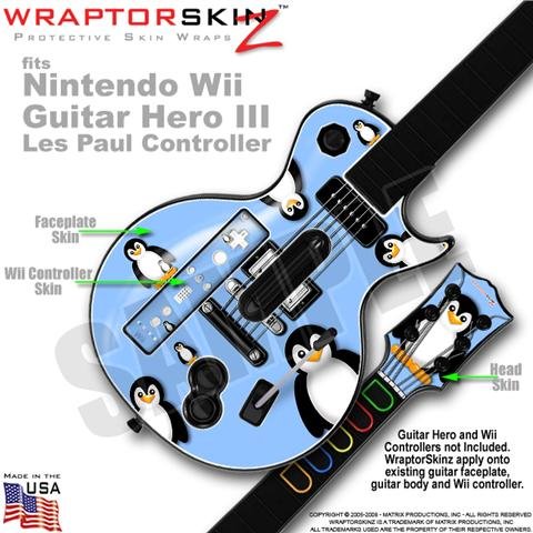 Penguins on Blue Skin by WraptorSkinz TM fits Nintendo Wii Guitar Hero III (3) Les Paul Controller (GUITAR NOT INCLUDED)