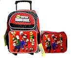 Mario Luigi Large Rolling Backpack and Matching Lunch Tote Bag Set - Full Size Rolling Backpack and Lunch Tote Bag