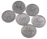 American Retold Etched Antique Nickel Toasting Coasters, Set of 6