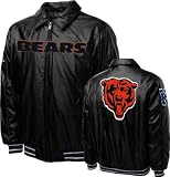 NFL Men's Chicago Bears Black Faux Leather With Chenille Logos (Black, Medium)