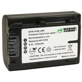 Kinamax 1200mAh NP-FV30 / NP-FV40 / NP-FV50 Replacement Battery for Sony DCR-SR68, DCR-SR88, DCR-SX44, DCR-SX63, DCR-SX83 - Premium Japanese Cells