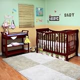 Athena Nadia Convertible Crib and Mary Changing Table Set (Cherry)