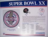 1985 Chicago Bears vs New England Patriots NFL Super Bowl 20 (XX) 1986 Richard Dent MVP Willabee Ward Patch and Stat Panel Card