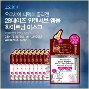 Korean Cosmetics_Coreana Orthia Perfect Collagen 28 Days Intensive Ampoule Whitening Mask_25ml x 10ea by Orthia