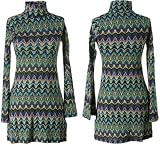 ROMEO & JULIET COUTURE 1970s Print Turtleneck Mini Dress