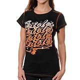 MLB Baltimore Orioles Ladies Baby Jersey Stars T-Shirt - Black (Small)