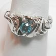 14K White Gold Blue Diamond Ring